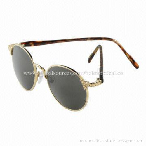 Round shape golden metal sunglasses
